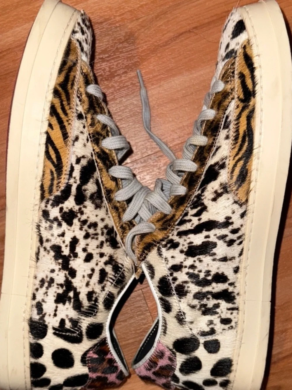 P448 Leopard-Print Low-Top Sneakers in Black, White & Tan - Picture 13 of 16